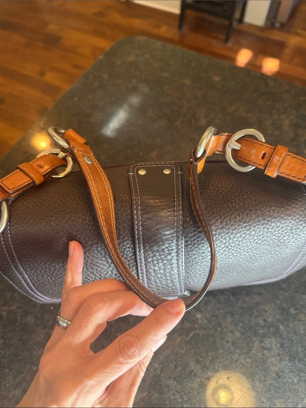 Vintage Y2K Coach Chelsea Brown Pebbled Leather Hobo Bag with Tan Strap- EUC